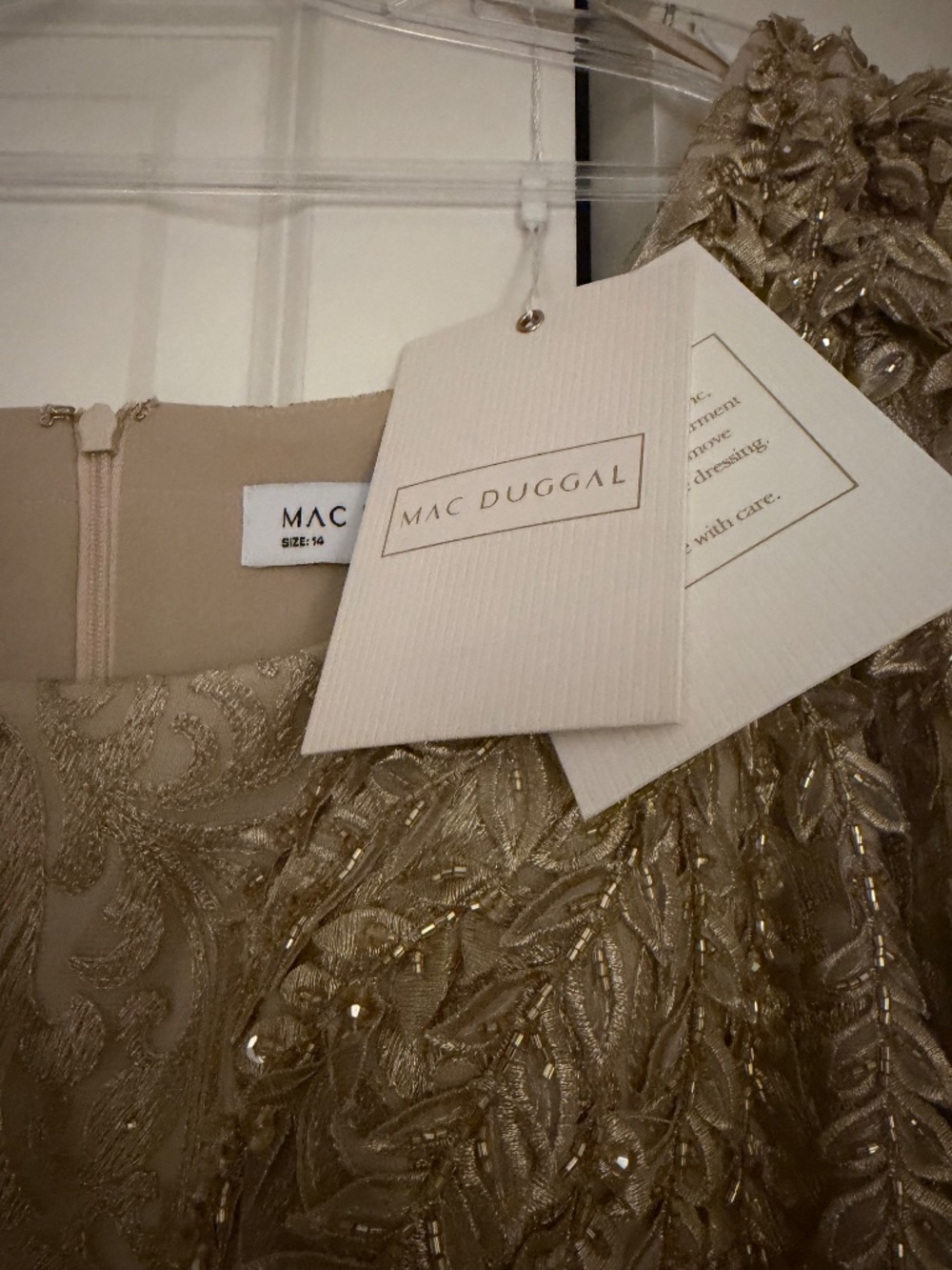 Mac Duggal  Beaded Lace A-Line Gown - Picture 8 of 13